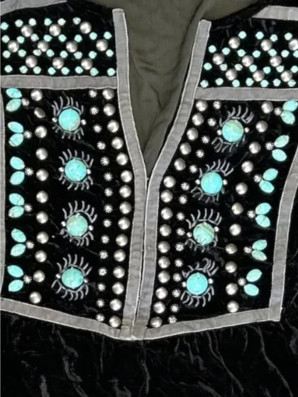 SDouble D Ranch Black Velvet Tunic with Turquoise and Silver Accents RTL $595 S
